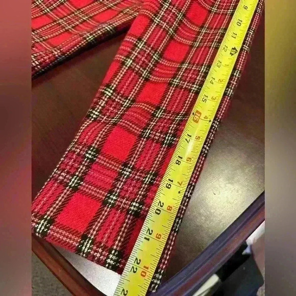 Vtg Sag Harbor‎ Blazer Women’s 8 Red/Black Tarton Plaid Wool Velvet Suit Jacket - Picture 7 of 9